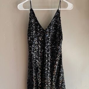SALE!!! Lulus Flirty Black Sequin Party Cocktail Mini Dress
